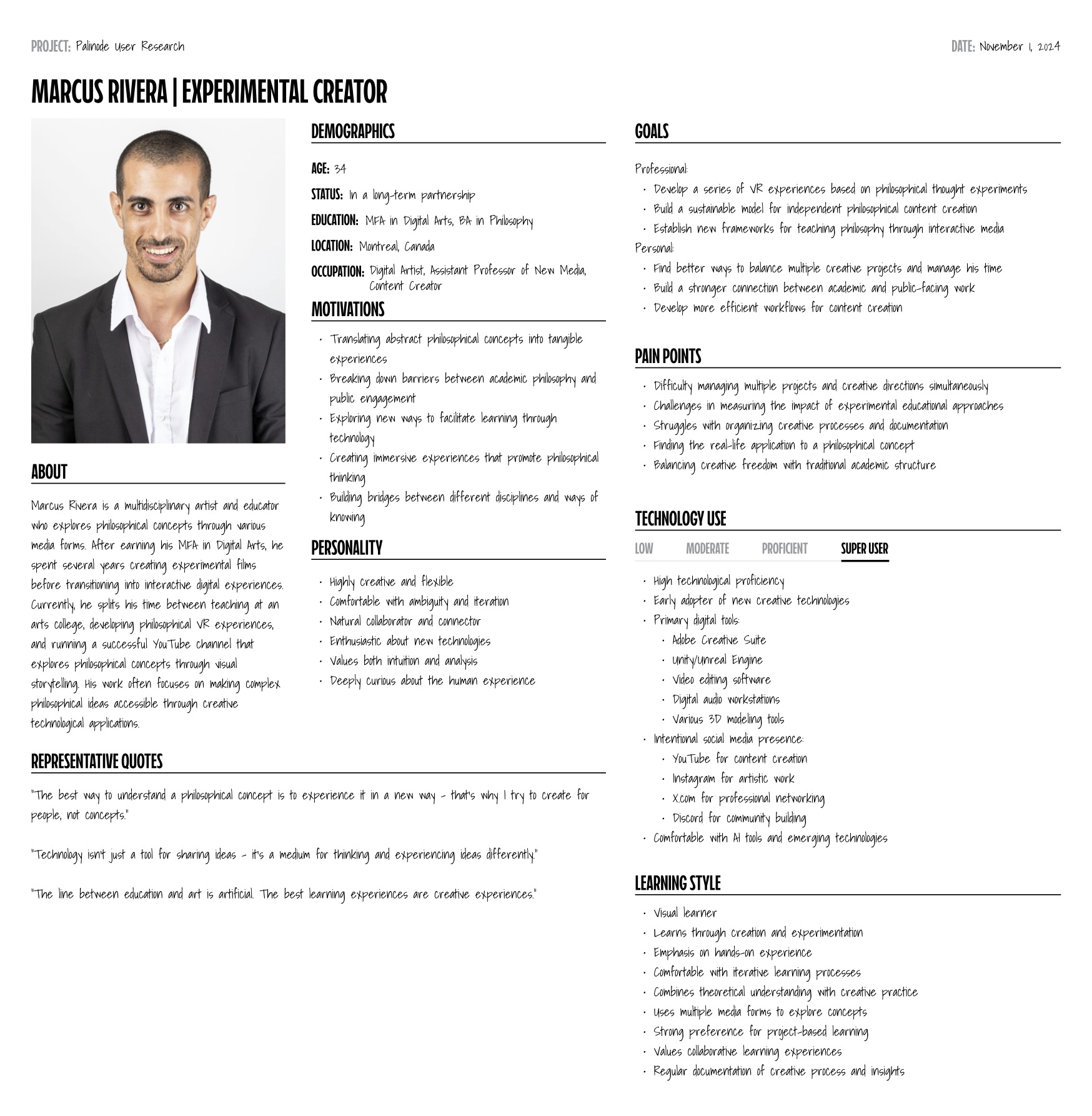 Marcus Rivera | The Expirimental Creator Persona