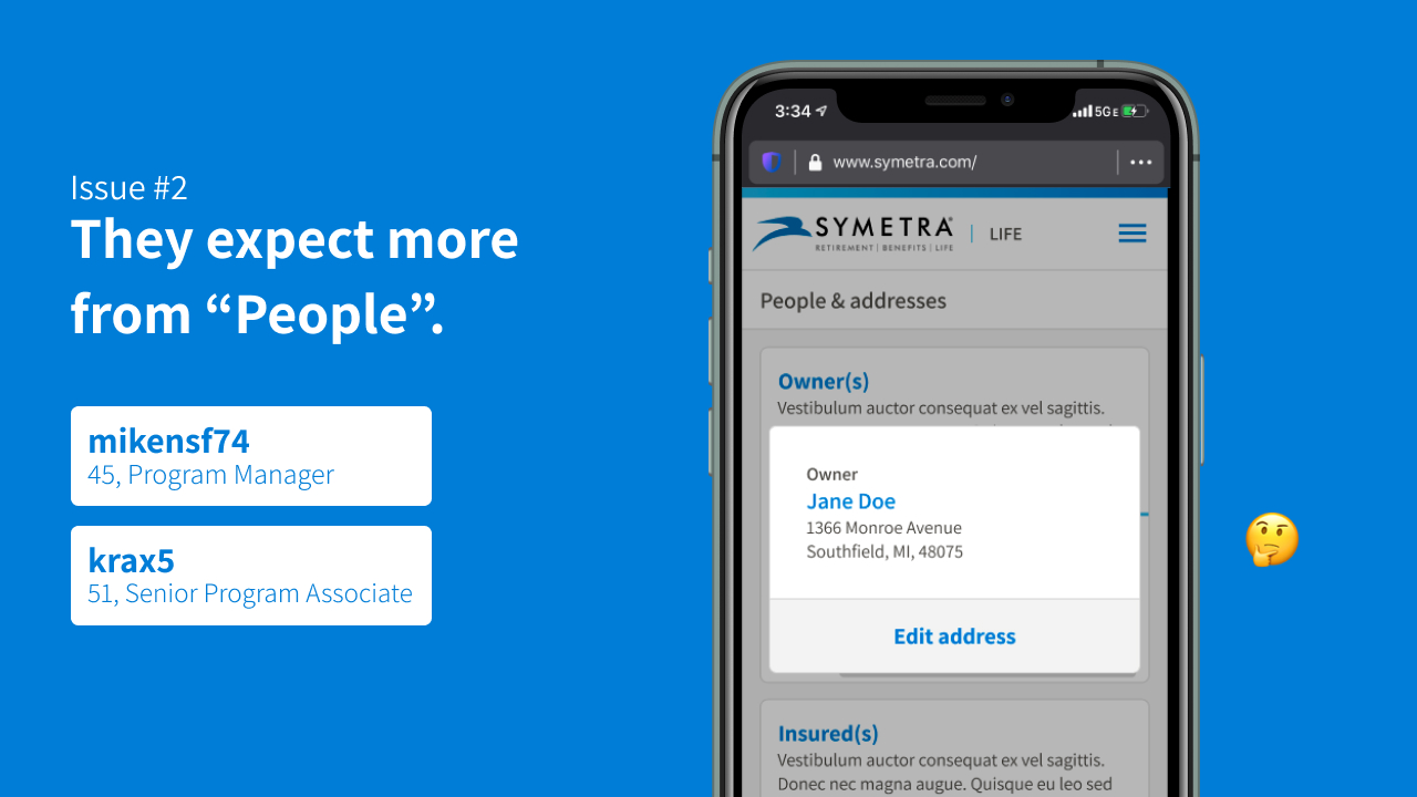 Usability issue two found in the mobile Policy Details test