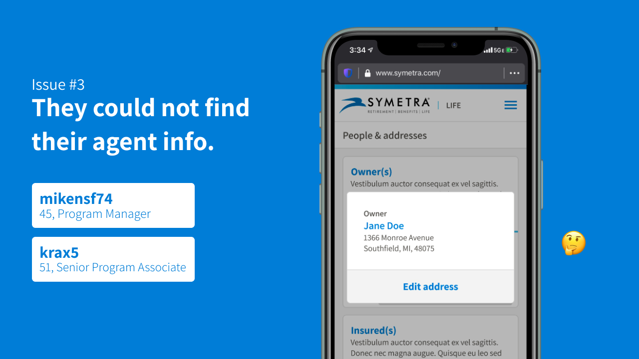 Usability issue three found in the mobile Policy Details test